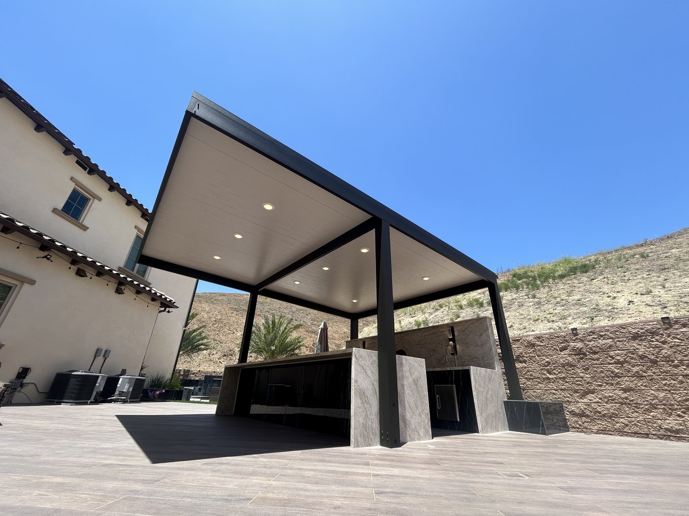 4K cantilever aluminum patio cover — poolside install